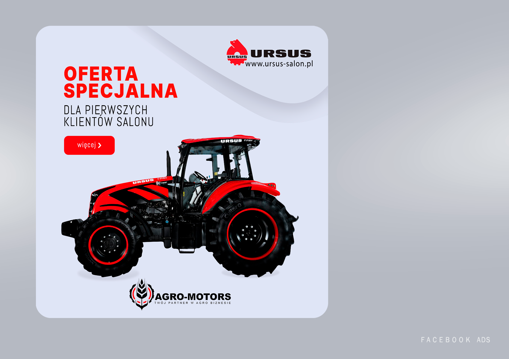 Projekt reklamy dealera sprzętu rolniczego.