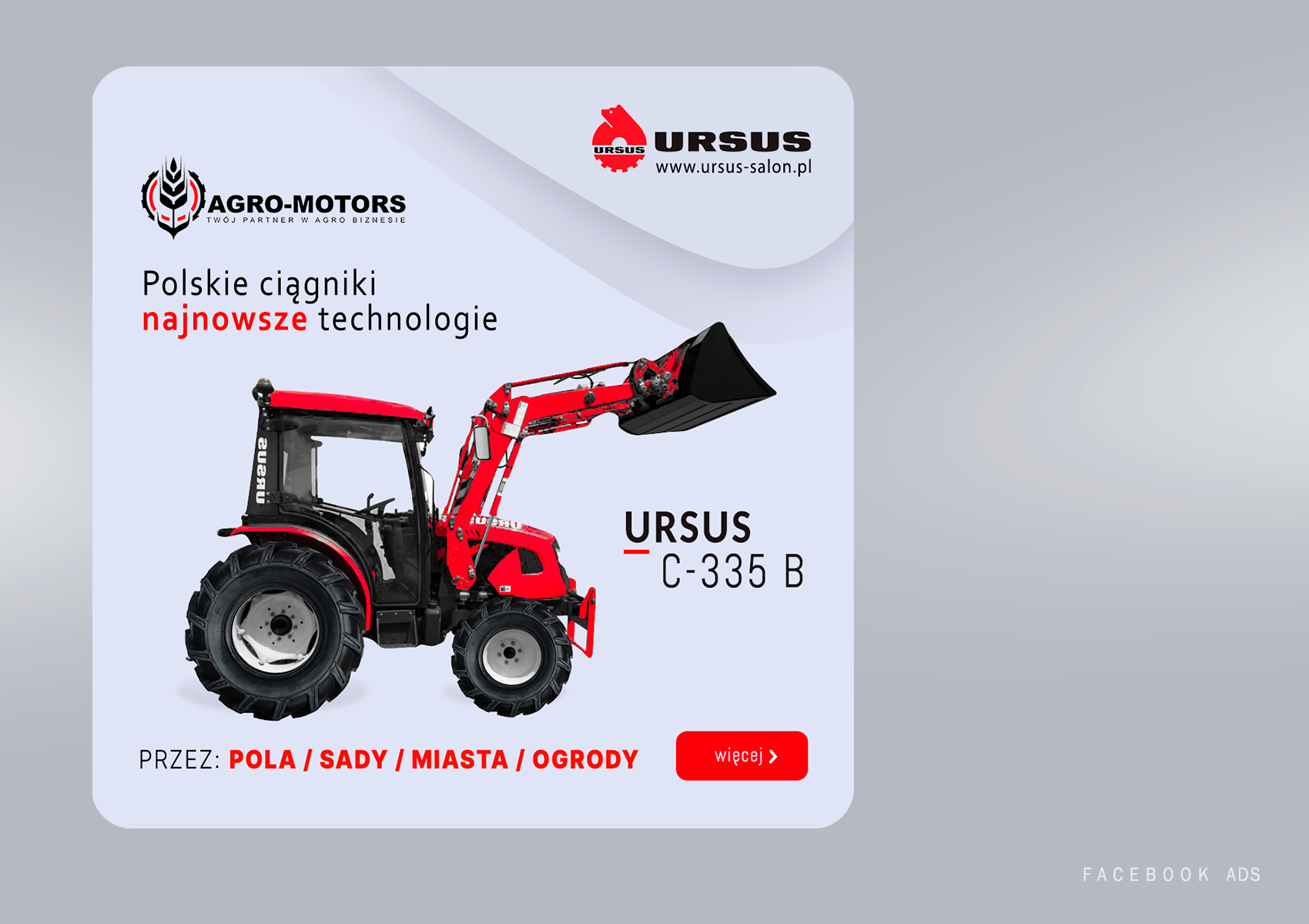 Projekt reklamy dealera sprzętu rolniczego.