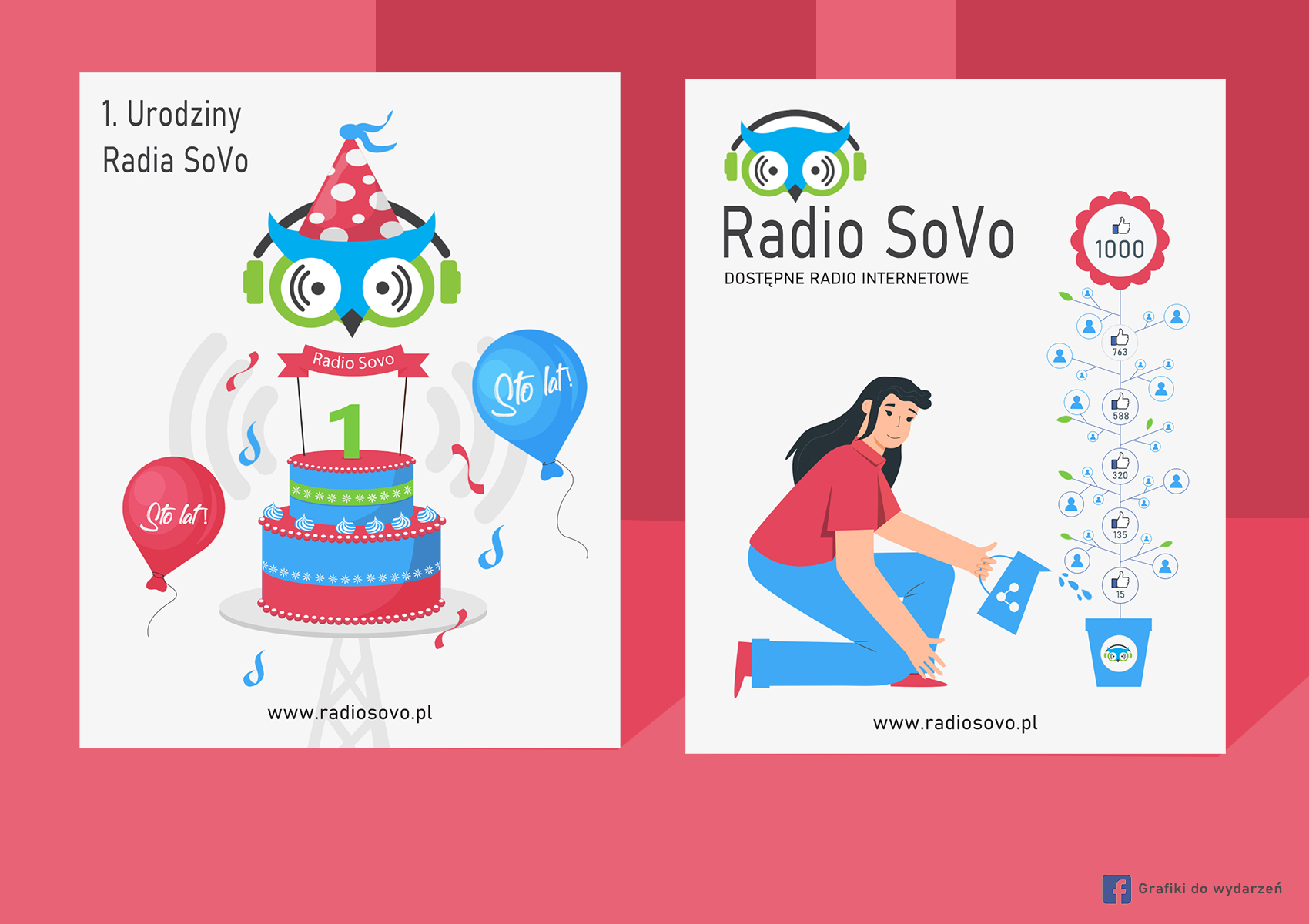 Projekt banerów promujących radio Sovo.