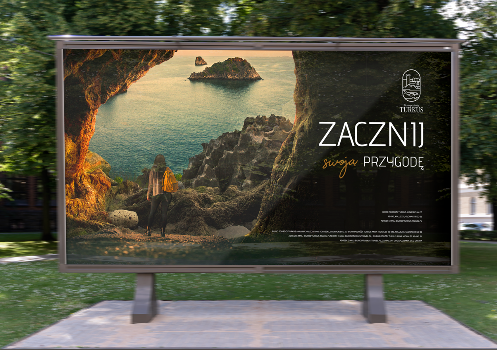 Projekt plakatu biura podróży.